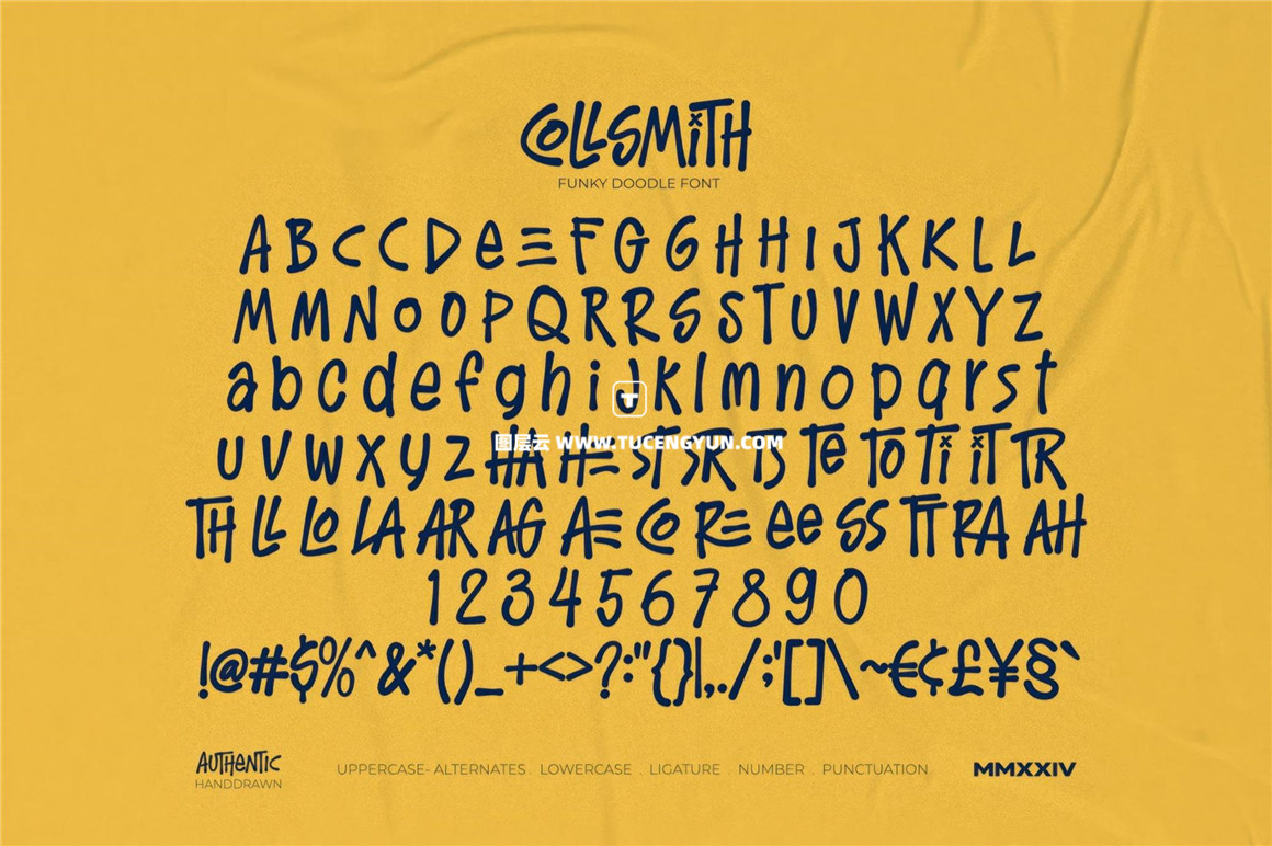 英文字体：复古马克笔真实笔迹墨迹涂改手写POP涂鸦艺术logo字体 Collsmith — Funky Doodle Font（）图层云