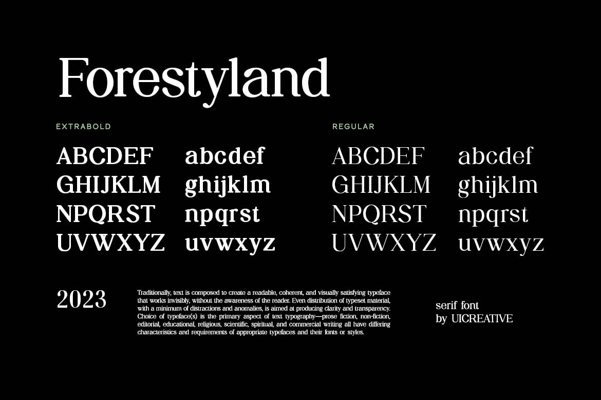 英文字体：优雅复古杂志婚礼请柬网站设计衬线英文字体安装包 Forestyland Retro Serif Family Font（11478）图层云