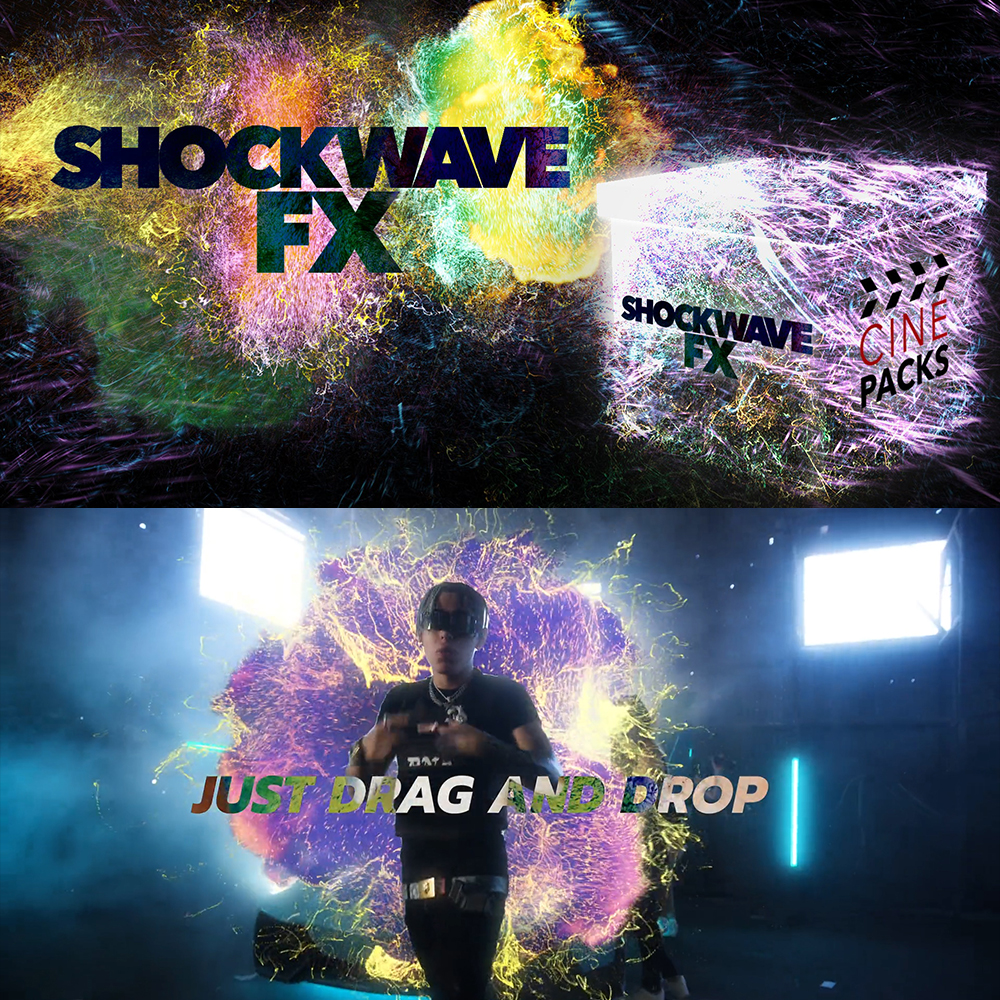 Cinepacks – Shockwave FX 34个嘻哈说唱风格冲击波能量爆发粒子叠加转场过渡后期特效4K合成素材（11483）