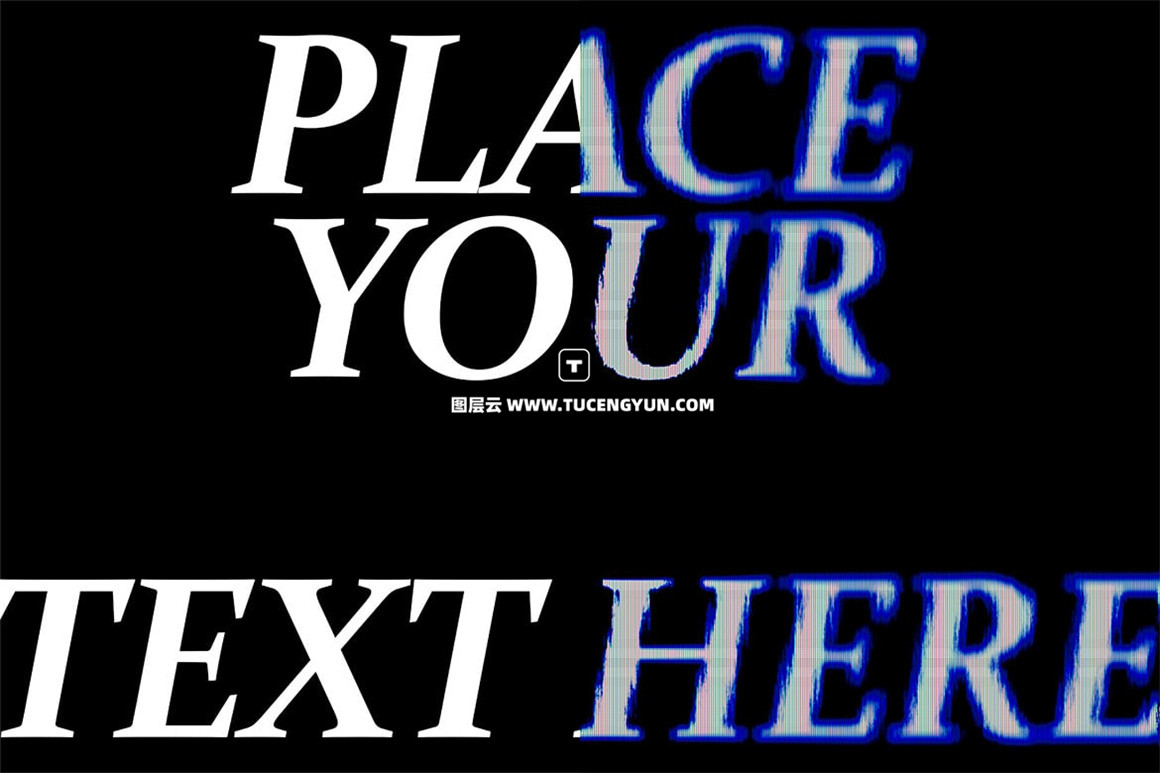 老式电视机CRT信号故障毛刺扭曲模拟文本标题LOGO特效PS滤镜插件样机 CRT Distressed Blur Text Effect – EGLS（11631）图层云