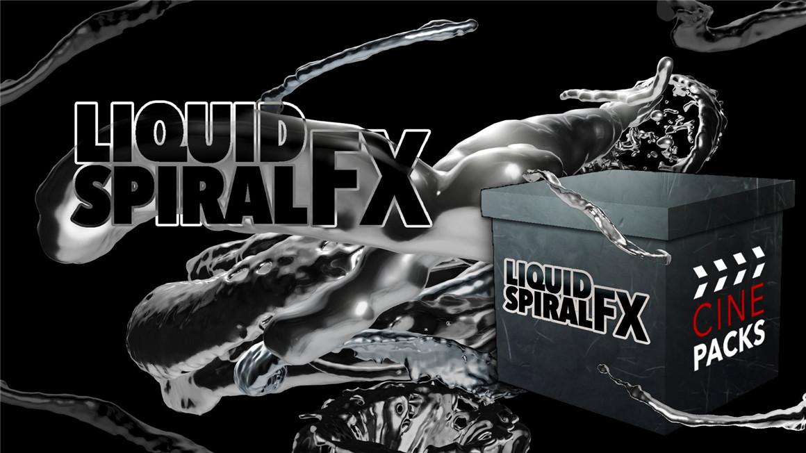 Cinepacks – Liquid Spiral FX 103种嘻哈说唱金属酸性镀铬液体螺旋流体模拟效果MOV视频素材包（11768）图层云