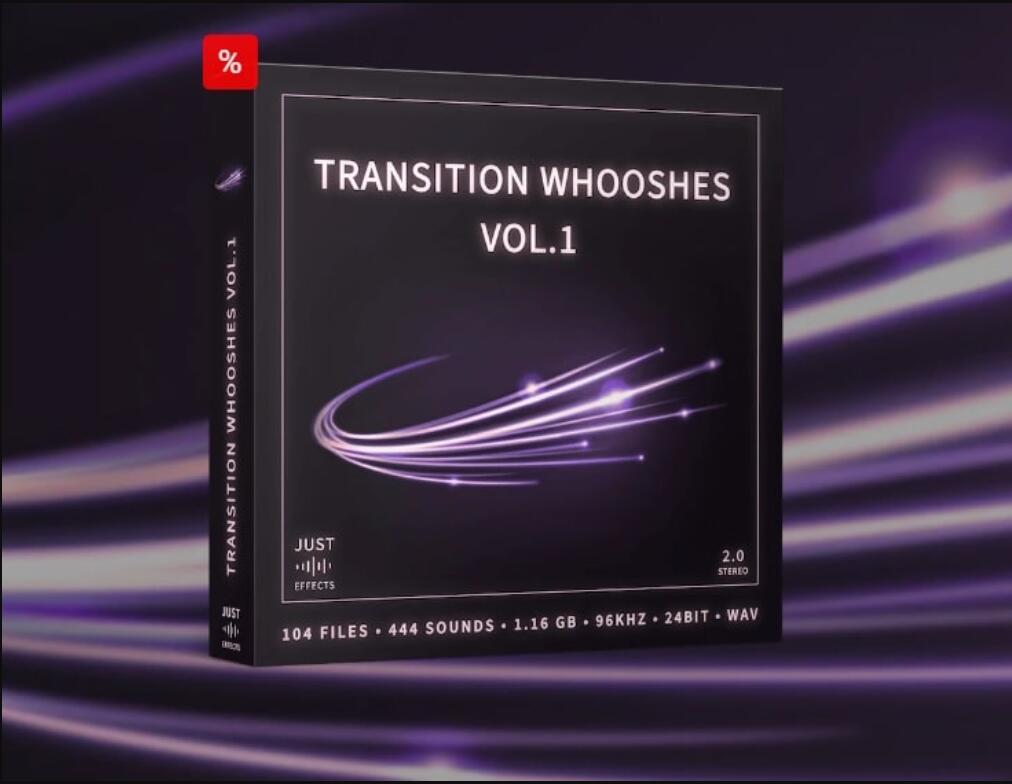 104个常用镜头剪辑、运动、路过、打斗、嗖嗖声音效素材 Just Sound Effects – Transition Whooshes Vol.1（11804）