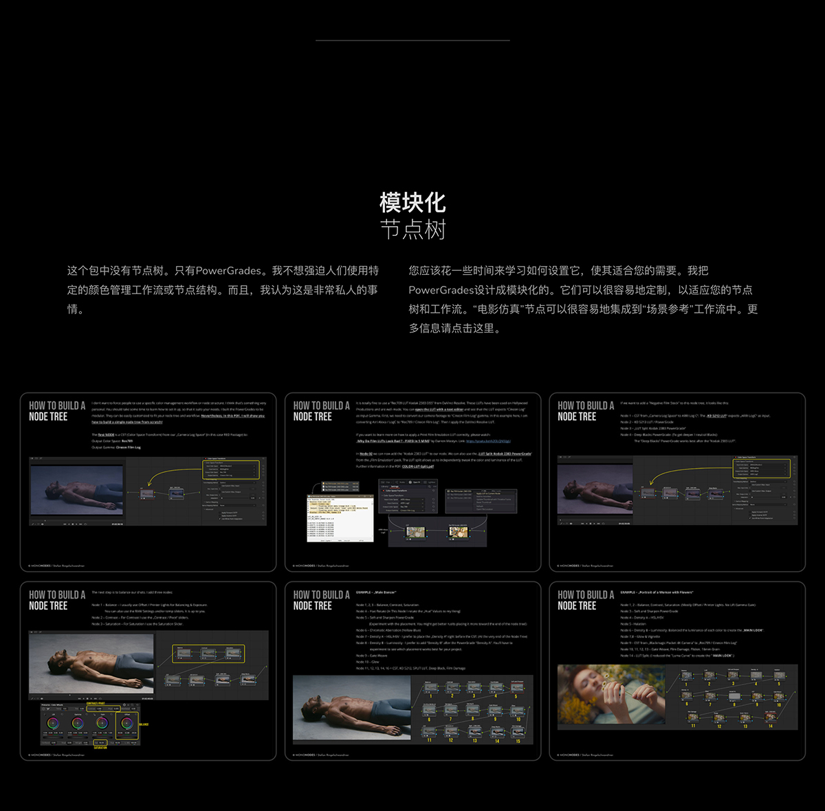 MonoNodes – FILM EMULATION 复古电影美学胶片模拟光晕闪烁颗粒LUTS、PowerGrades、镜头、遮罩、叠加、纹理达芬奇调色素材包（11814）图层云