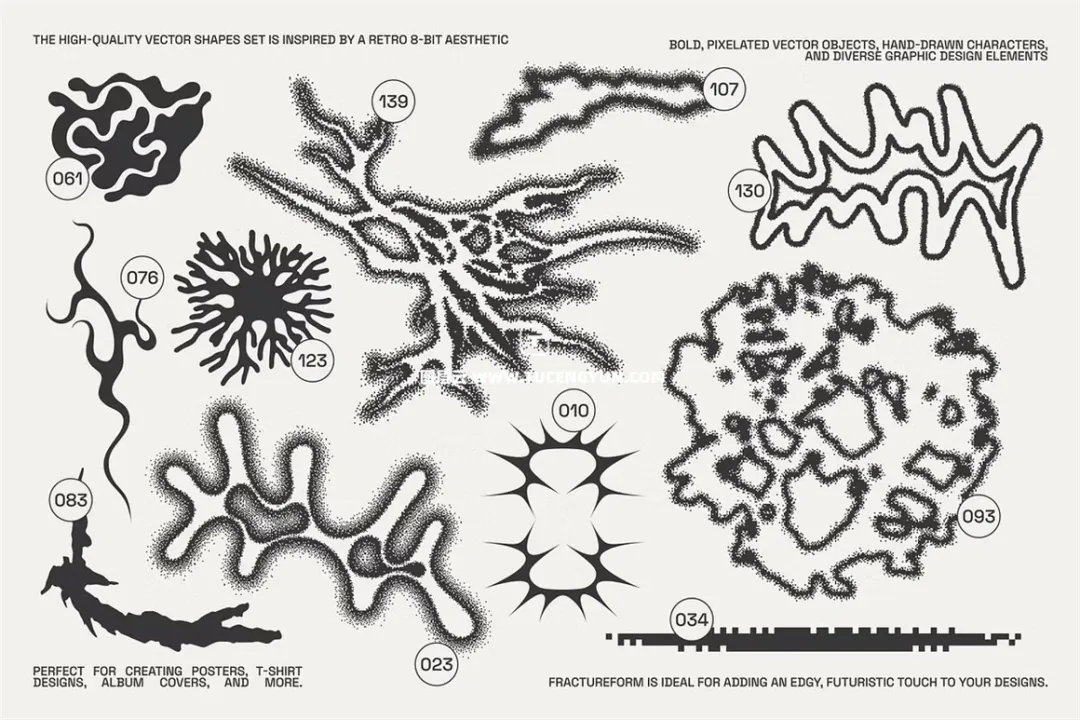144个复古Y2K像素美学艺术实验性未来抽象几何AI矢量海报专辑封面服饰设计素材 FractureForm Graphic Pack by Vanzyst（11865）图层云