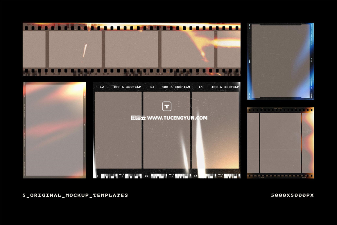 复古做旧电影胶片边框模拟燥点划痕图像照片PSD特效样机素材 Vintage Film Frames Mockups（11924）图层云