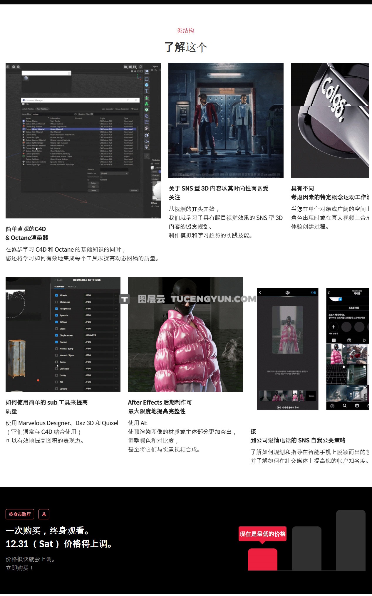 大师课程：Coloso 创建专门用于SNS品牌的C4D动态艺术视频课程 中文字幕（12141）图层云