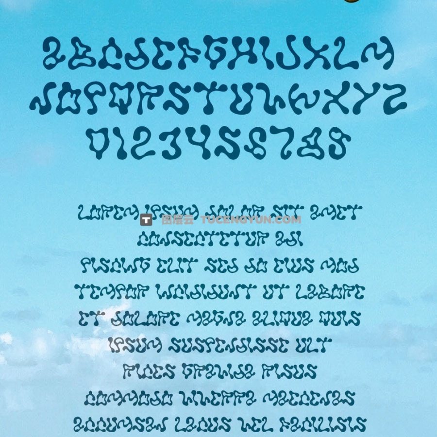 英文字体：潮流复古Y2K风格酸性艺术金属镀铬抽象装饰字体 SLIME FONT（12143）图层云