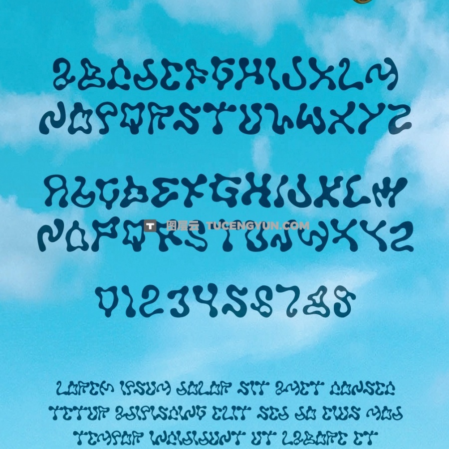 英文字体：潮流复古Y2K风格酸性艺术金属镀铬抽象装饰字体 SLIME FONT（12143）图层云