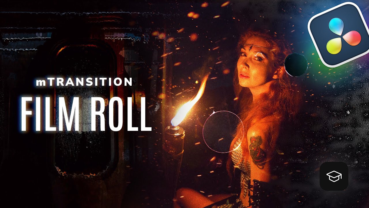 Motionvfx – mTransition Film Roll DVR 50个胶卷失真打孔过曝倒带闪光烧伤漏光转场效果达芬奇预设插件（12174）图层云