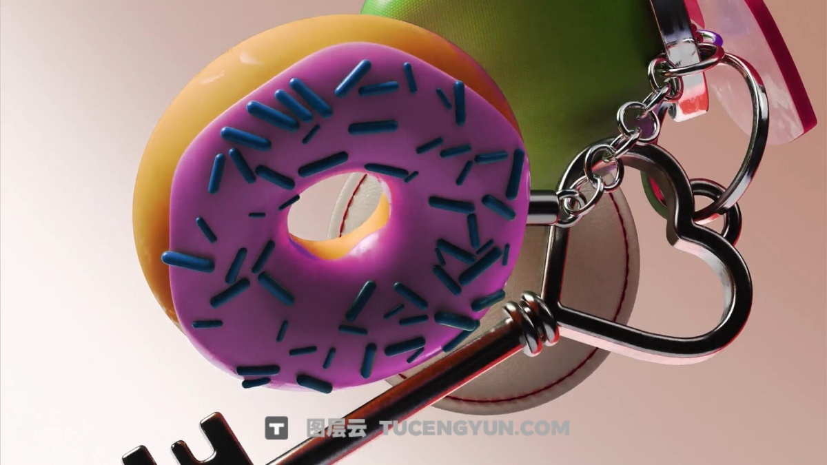 AE/PR/FCPX/达芬奇模板：复古千禧Y2K风格趣味3D钥匙串翻盖手机品牌设计视频开场标题排版模板（12190）图层云