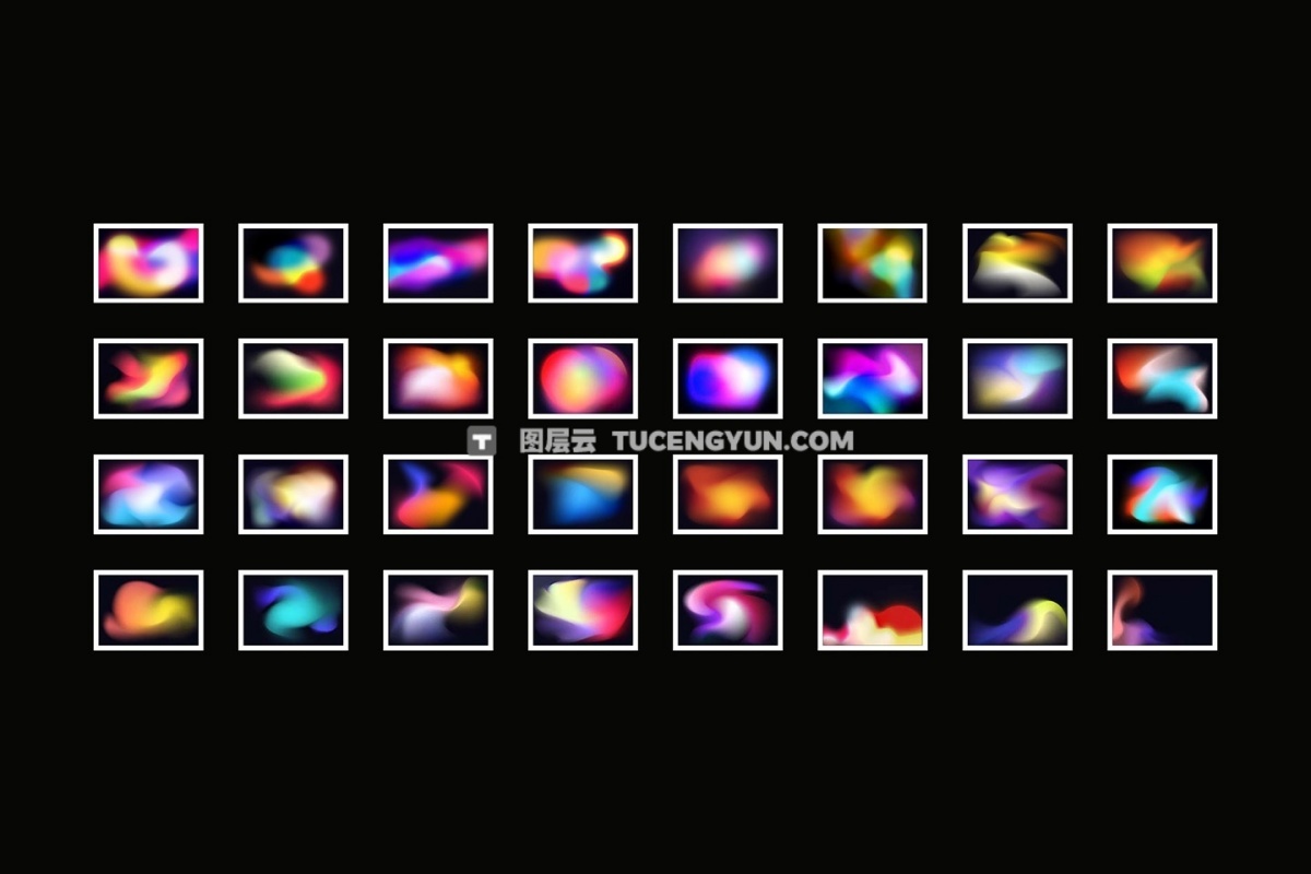44款现代炫彩弥散光模糊颗粒渐变复古酸性背景底纹 Magma Retro Gradient Textures（12208）图层云
