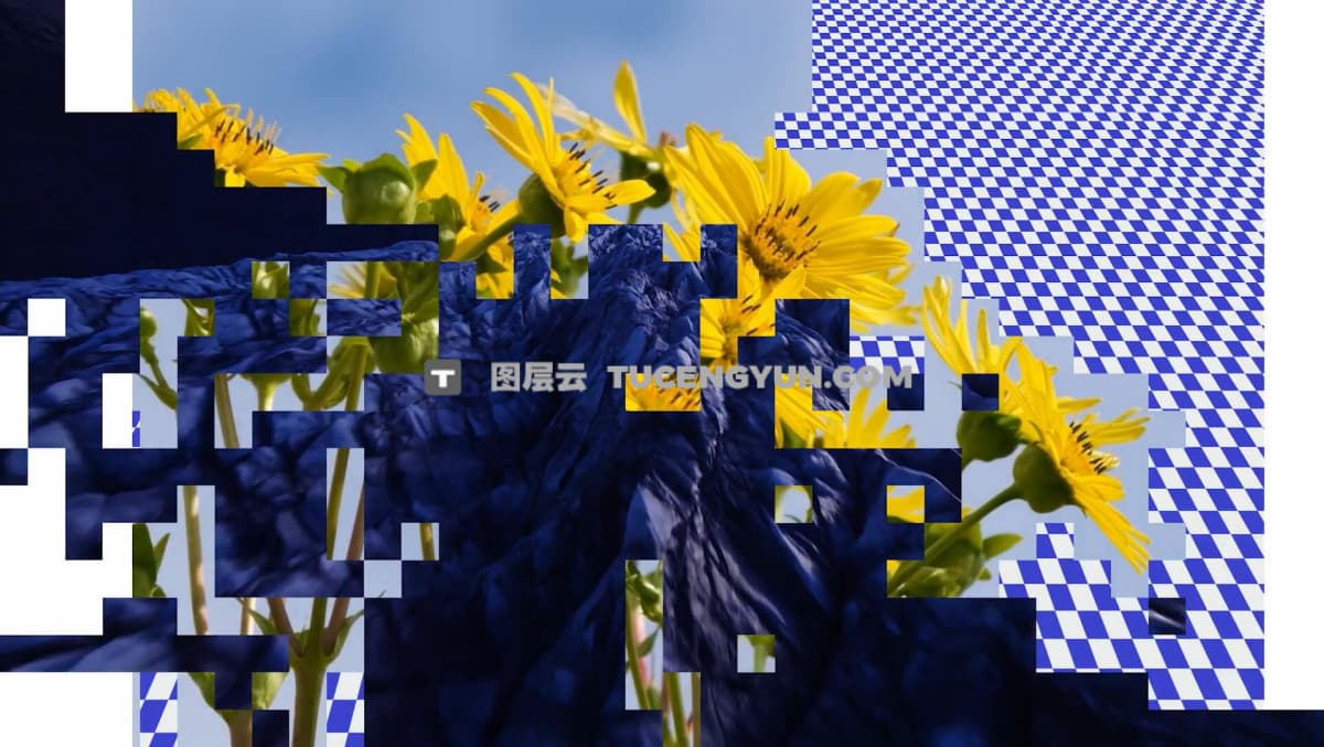 达芬奇预设：复古Y2K像素艺术风格位图马赛克乱码转场过渡效果预设（12290）图层云