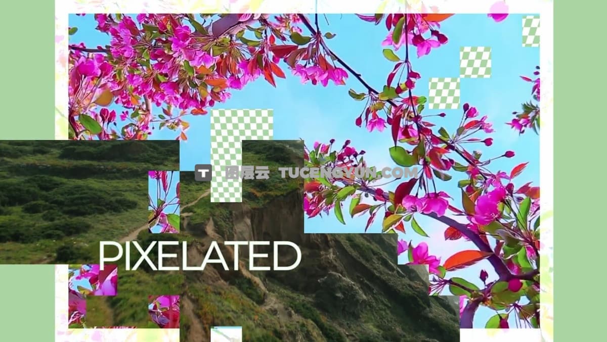 达芬奇预设：复古Y2K像素艺术风格位图马赛克乱码转场过渡效果预设（12290）图层云
