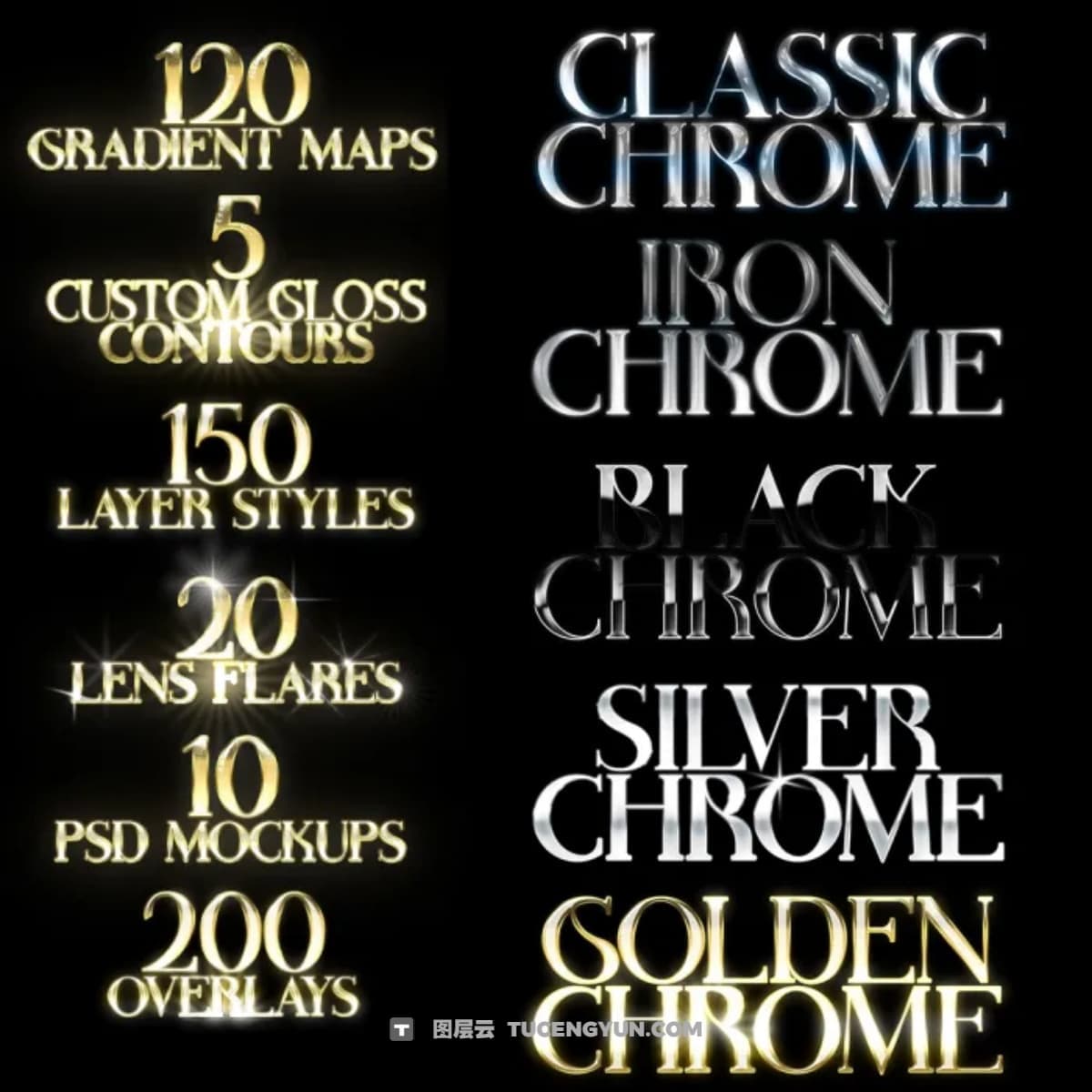 潮流酸性镀铬机能赛博朋克风格三维3D金属LOGO字体样机背景图片笔刷PS素材 Studio AAA – Classic Chrome图层云