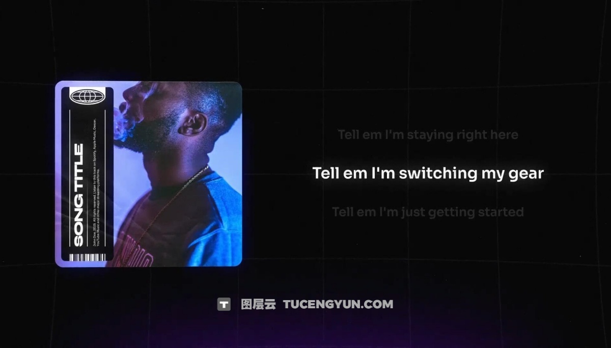 AE模板：音乐专辑歌曲播放歌词显示效果动画模板（12323）图层云