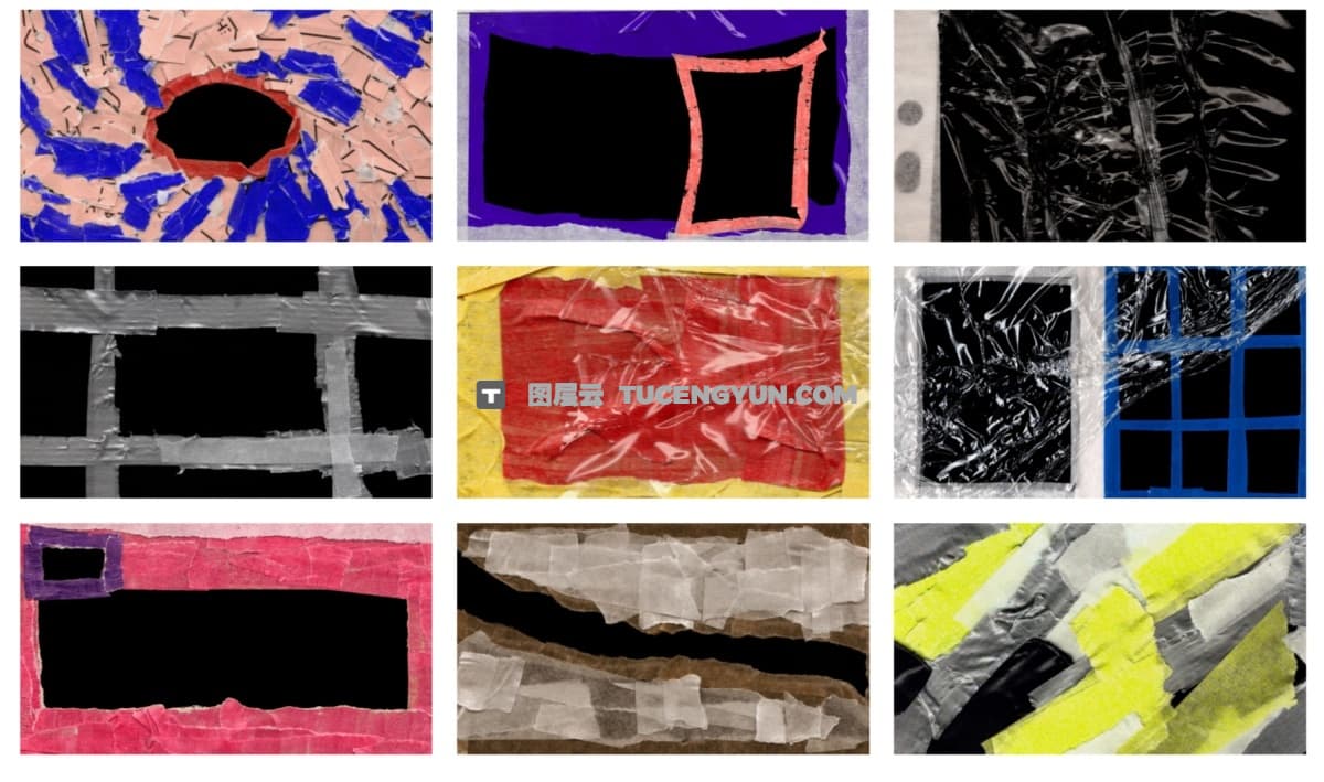 AcidBite – Tape Transitions 50个复古嘻哈风格定格拼贴艺术胶带胶水叠加纹理转场过渡视频素材+音效+PR/FCPX/达芬奇模板（12337）图层云