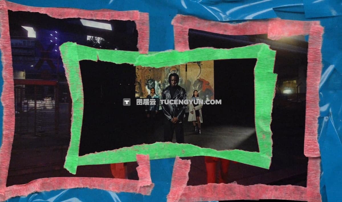 AcidBite – Tape Transitions 50个复古嘻哈风格定格拼贴艺术胶带胶水叠加纹理转场过渡视频素材+音效+PR/FCPX/达芬奇模板（12337）图层云