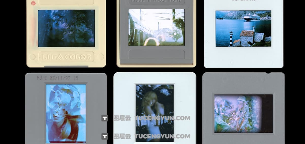 80年代复古美学柯达克罗姆胶片褪色过曝叠加边框PSD+PNG素材 Pixflow – Kodachrome Projection Film Slides（12344）图层云