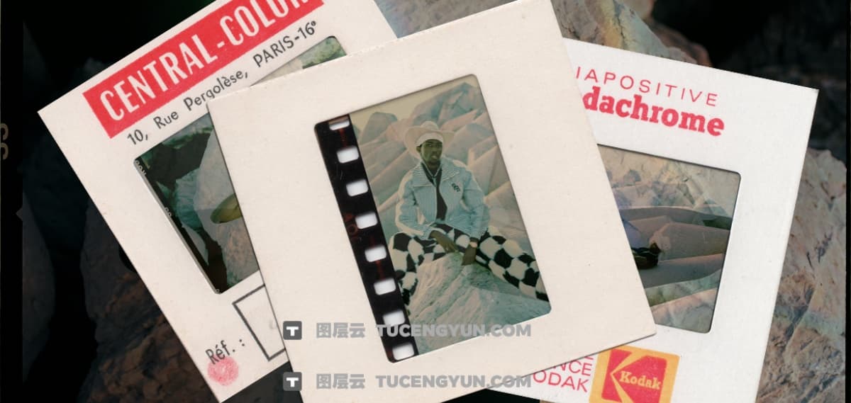 80年代复古美学柯达克罗姆胶片褪色过曝叠加边框PSD+PNG素材 Pixflow – Kodachrome Projection Film Slides（12344）图层云