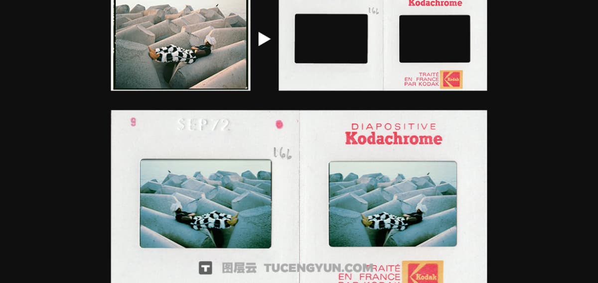 80年代复古美学柯达克罗姆胶片褪色过曝叠加边框PSD+PNG素材 Pixflow – Kodachrome Projection Film Slides（12344）图层云