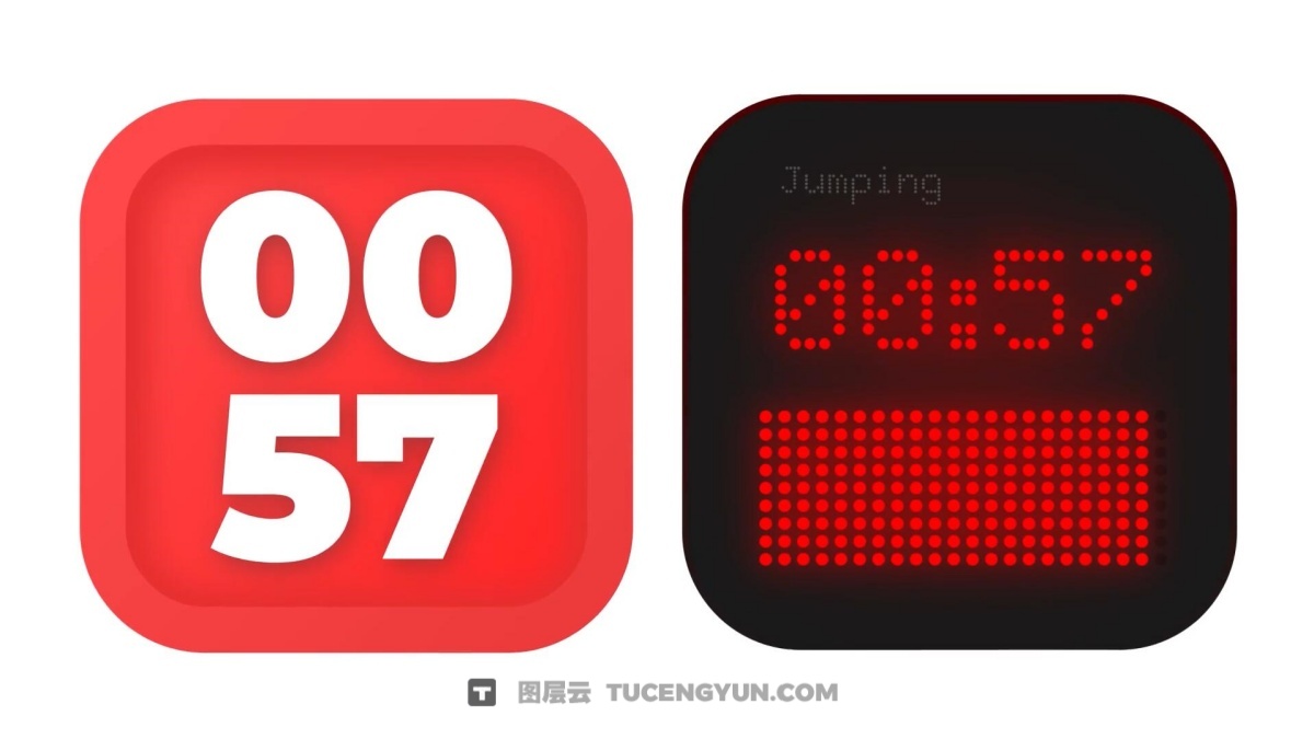 终极复古数字、LED、复古、现代简约、毛玻璃风格计时器UI动画AE/PR模板（12348）图层云