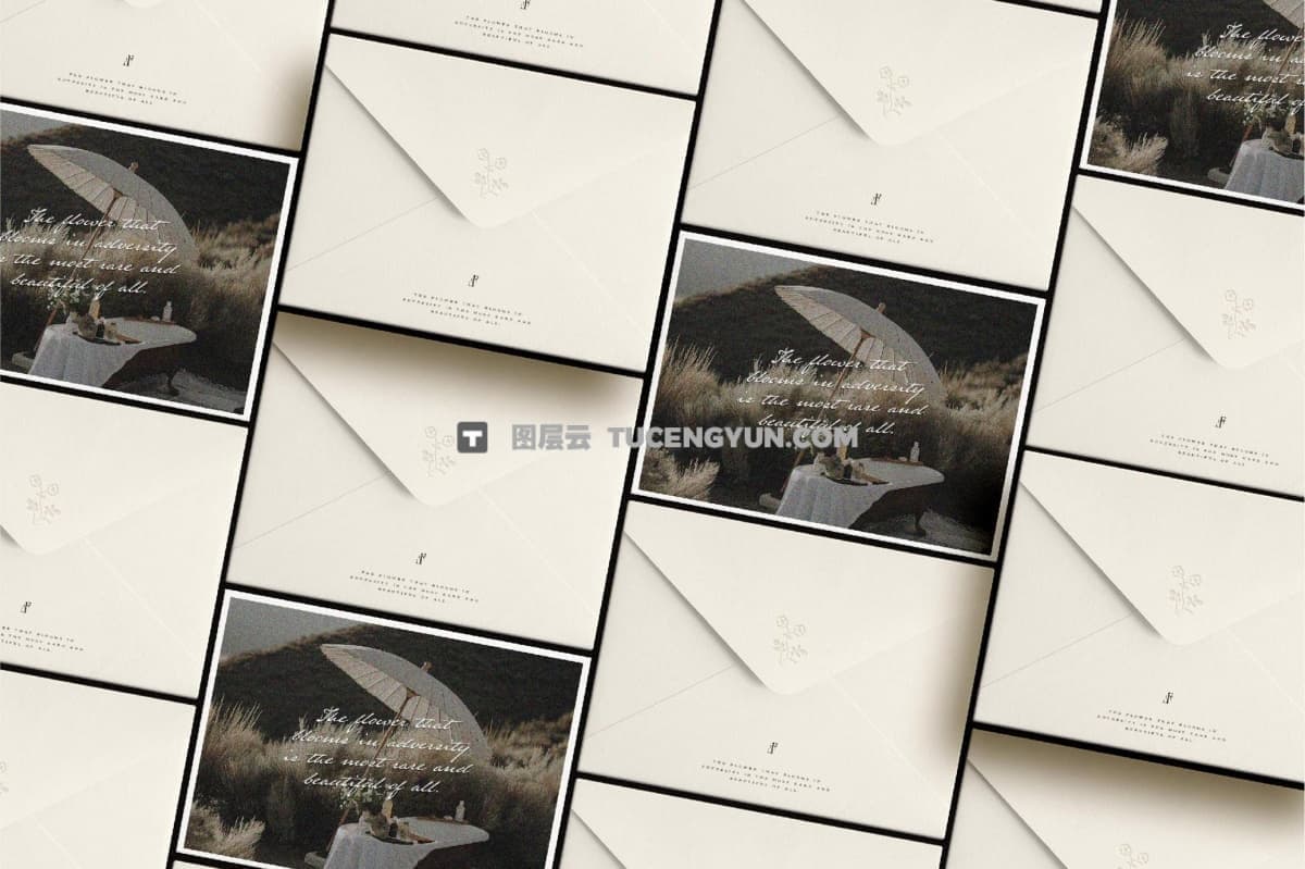 高级精致美学质感文创邀请函贺卡信封海报手机平板情绪板拼贴VI品牌设计展示PSD样机套装 Sézanne — Mockup Scene Creator（12367）图层云