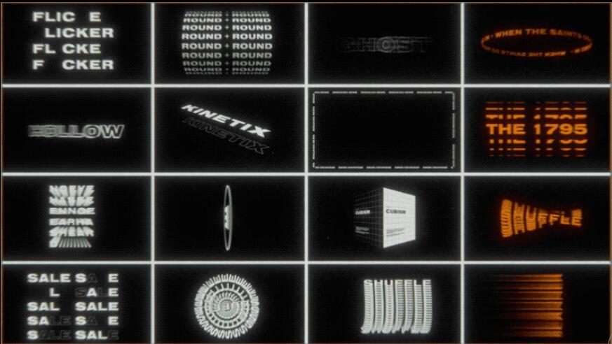 HAPPY EDITING KINETIX 野蛮动力学几何版式抽象动感个性化创意文字动画AE模板工具包（2509）图层云