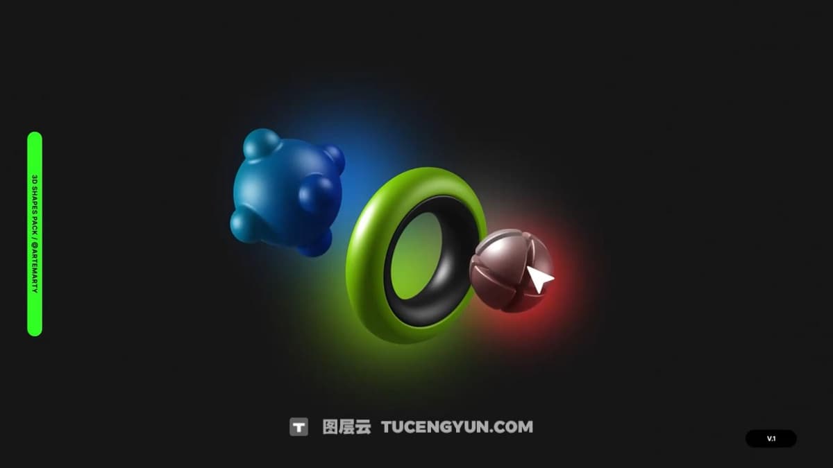 AE模板：超现实主义3D未来科幻金属几何抽象艺术形状合集 可更改颜色（12368）图层云