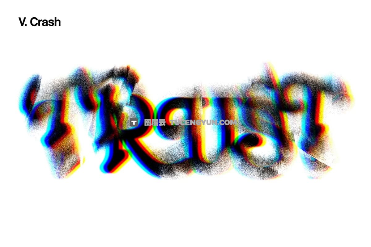 复古粗犷抽象艺术艺术混乱信号故障扭曲文本标题PSD特效样机合集 Glitched Distortion Text Effect（12403）图层云