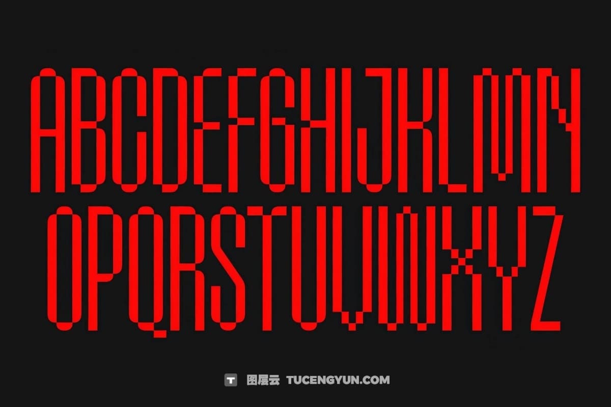英文字体：复古反乌托邦现代像素锯齿视觉艺术logo标题排版无衬线西文装饰性字体 403 Proxel Pixel Typeface（12418）图层云