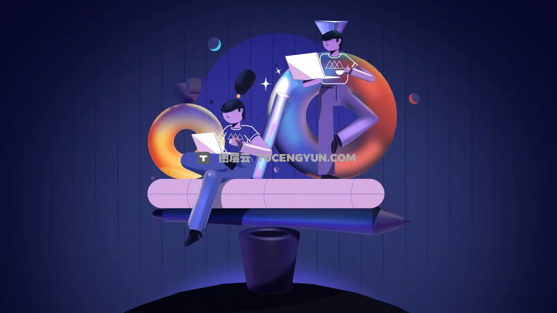 大师课程：掌握AE制作MG动画运动图形设计作品进阶视频教程 SOM A Motion Design Masterpiece（12420）图层云