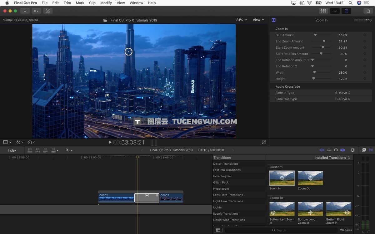 FCPX插件：26个创意级视频画面选择性目标缩放转场效果 汉化版 Ryan Nangle – Target Zoom Transition Pack（12433）图层云