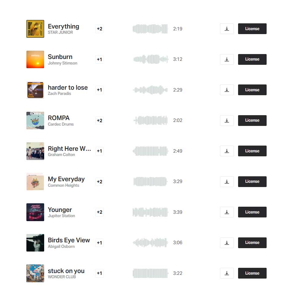 Musicbed 夏日之恋氛围感跨流派歌曲配乐合集（11457）图层云