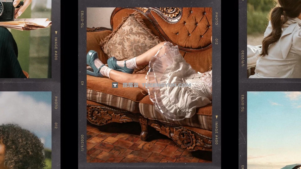 AE模板：复古胶片拼贴情绪美感摄影照片作品展示动画（12471）图层云