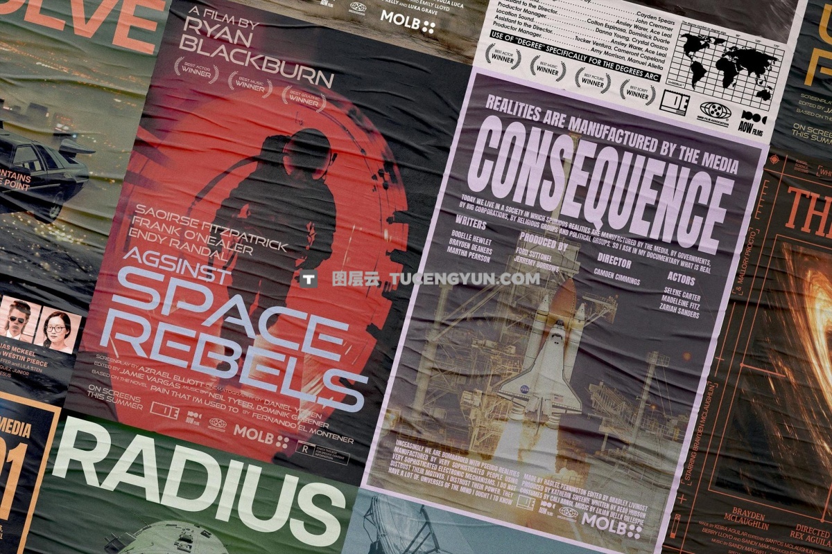 6款好莱坞科幻未来电影艺术海报标题文字排版AI/EPS/PSD分层源文件 Sci-Fi Movie Posters（12493）图层云