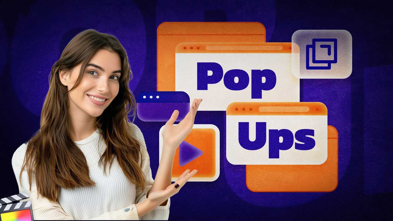 FCPX插件：创意实用多功能画中画弹窗动画效果 PopUps（12502）