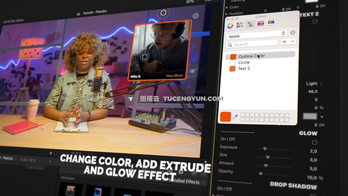 FCPX插件：创意实用多功能画中画弹窗动画效果 PopUps（12502）图层云