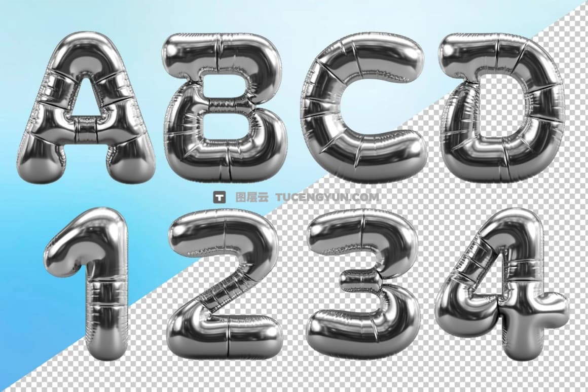 复古Y2K俏皮立体动态趣味充气膨胀几何元素字体+PNG素材 Puff Balloon Font（12512）图层云