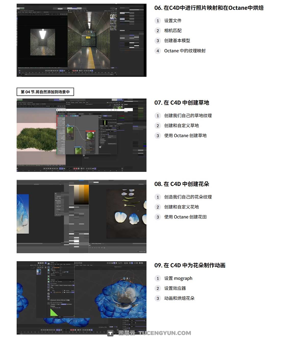 大师课程：超现实主义梦幻3D艺术场景动画创作C4D+OC渲染器视频课程 含工程文件 中文字幕（12513）图层云