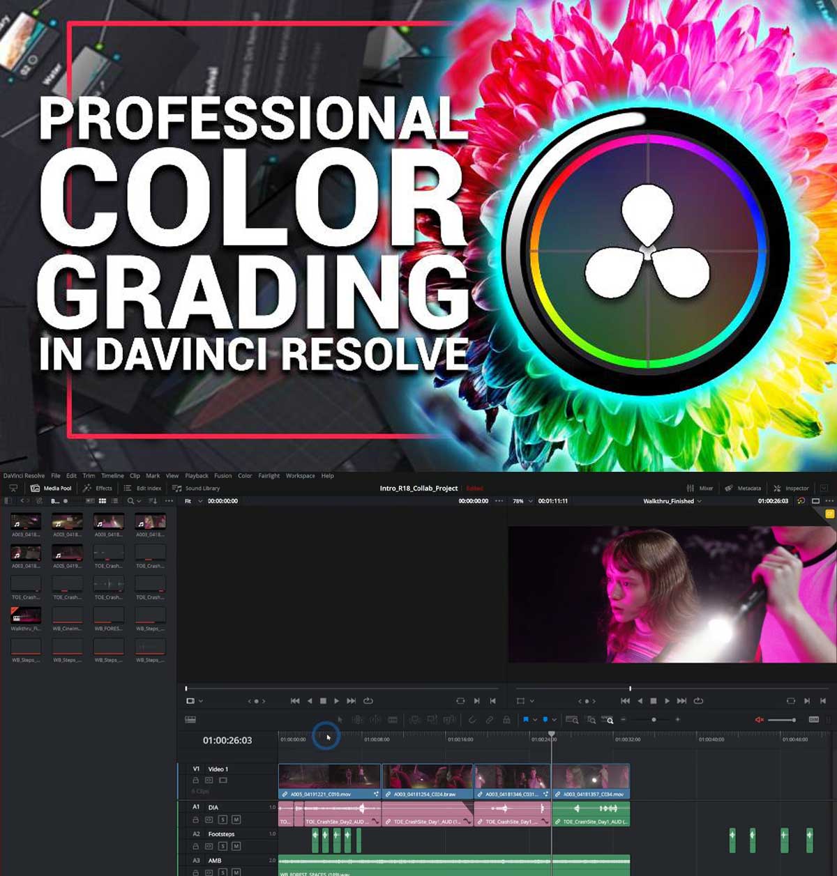 大师课程：达芬奇专业电影级调色视频课程 中文字幕 Ground Control – Pro Color Grading in DaVinci Resolve（12526）