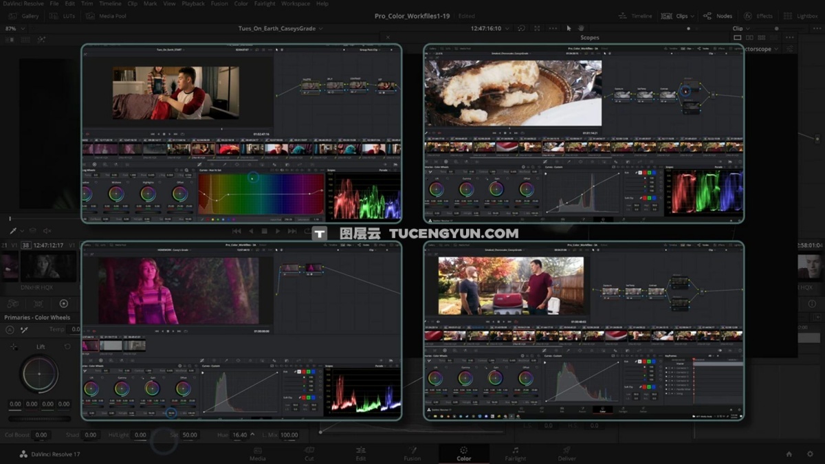 大师课程：达芬奇专业电影级调色视频课程 Ground Control – Pro Color Grading in DaVinci Resolve（12526）图层云