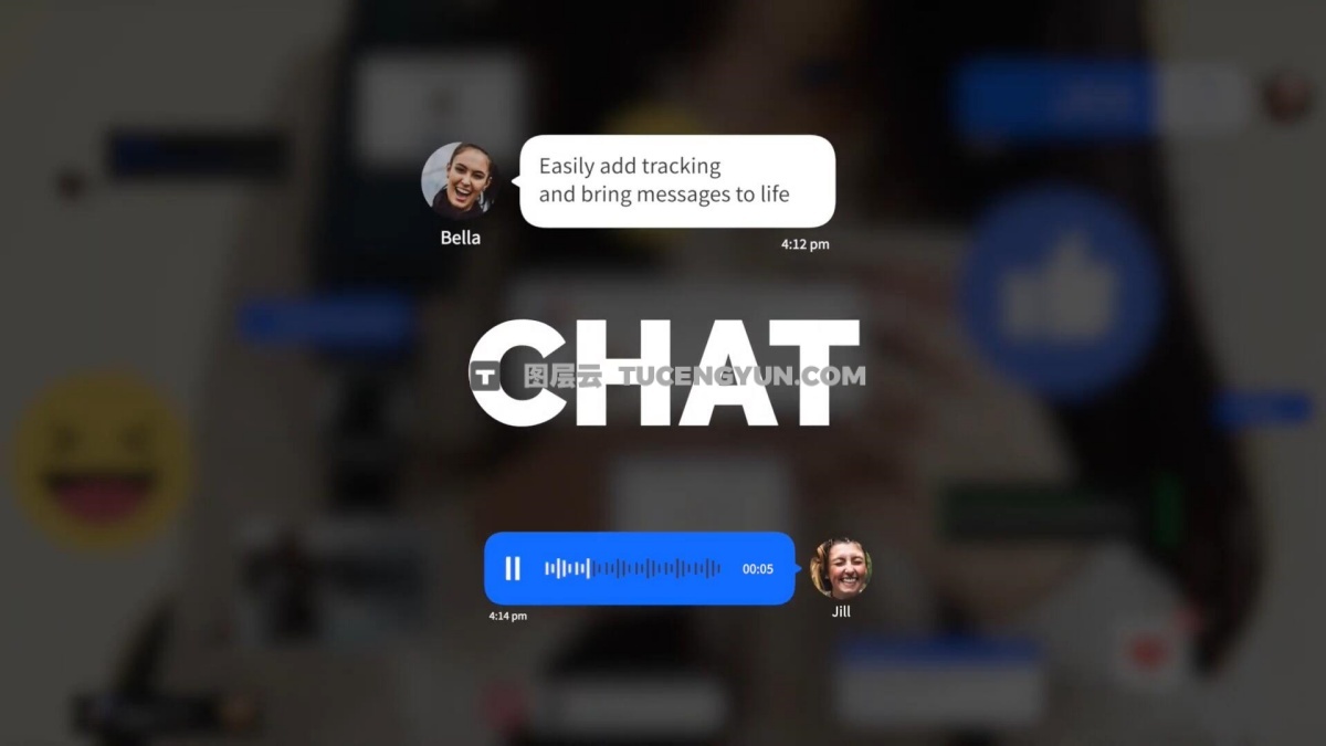 FCPX插件：社交软件聊天、帖子、消息即时弹窗动画效果 Instant Messages（12535）图层云