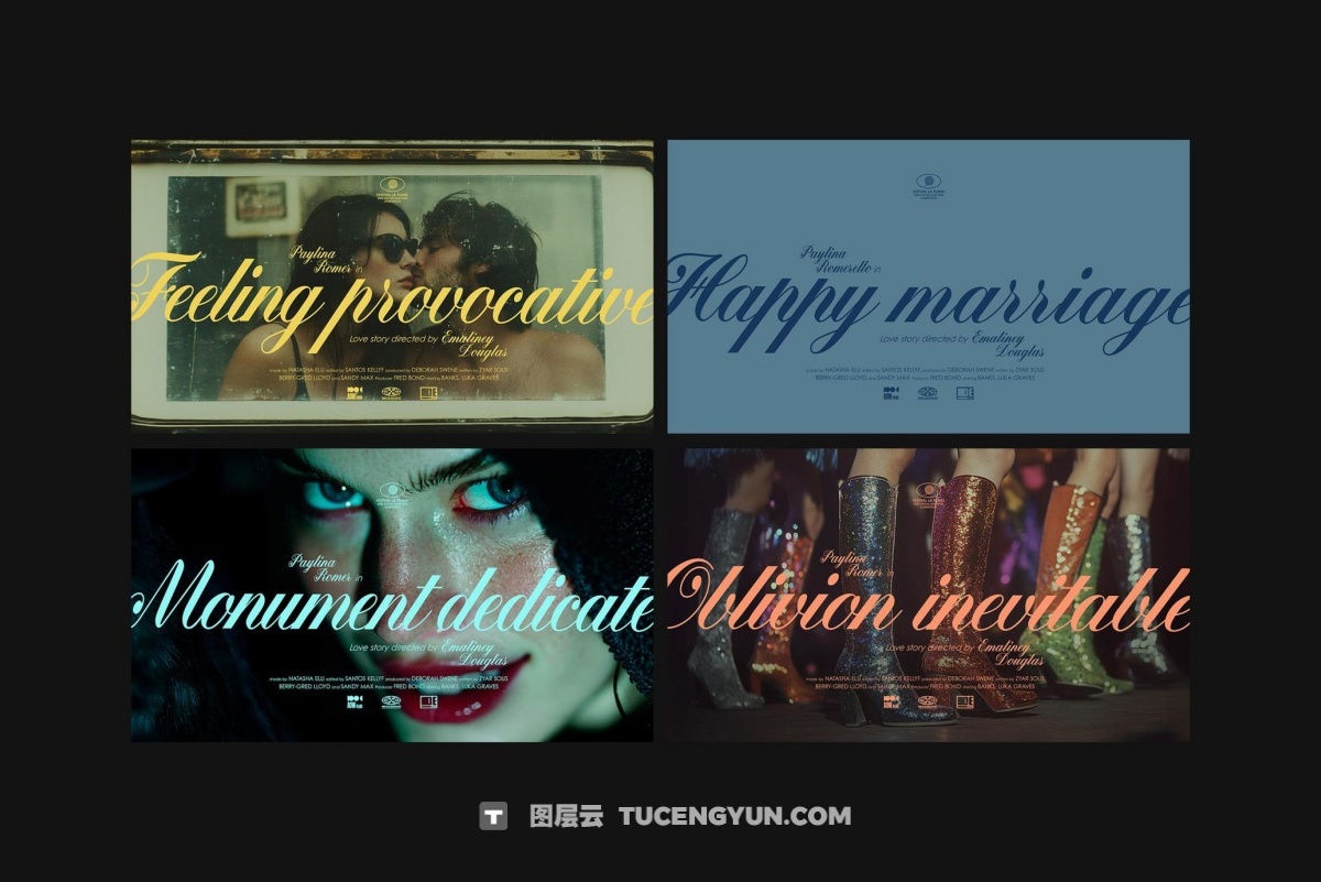 复古怀旧情怀爱情电影片头海报标题排版PSD分层模板套装 Love Movie Titles Collection（12547）图层云