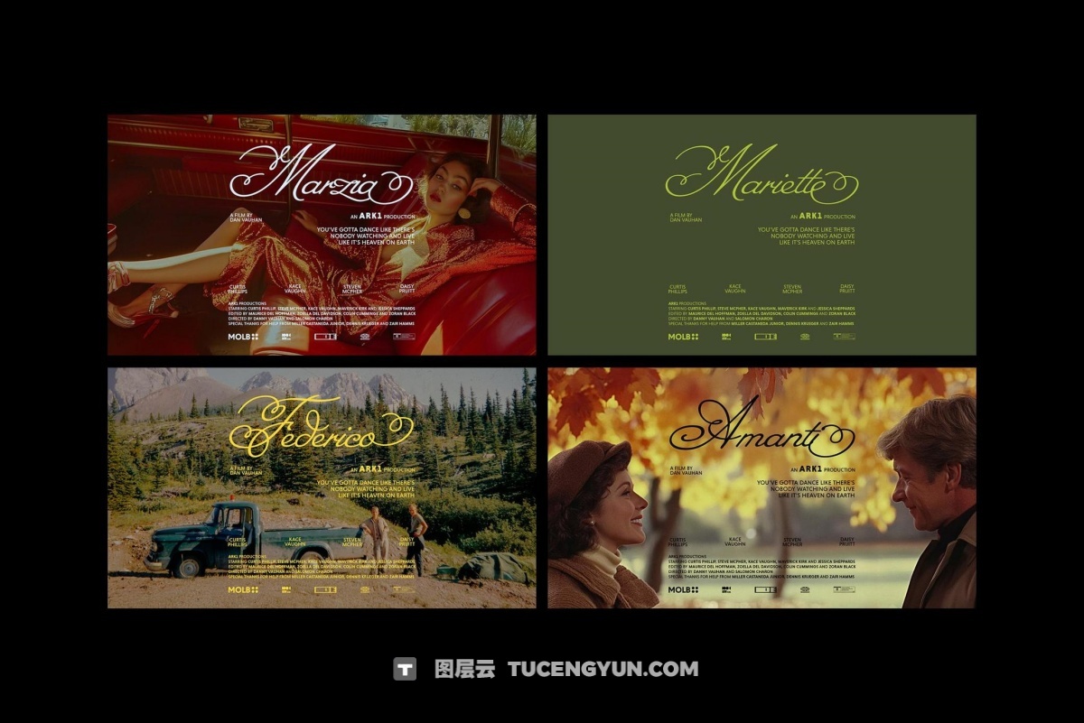 复古怀旧情怀爱情电影片头海报标题排版PSD分层模板套装 Love Movie Titles Collection（12547）图层云