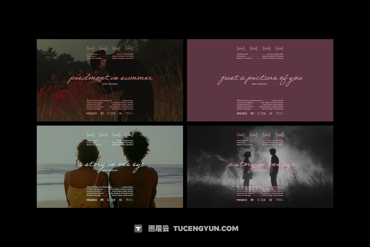 复古怀旧情怀爱情电影片头海报标题排版PSD分层模板套装 Love Movie Titles Collection（12547）图层云