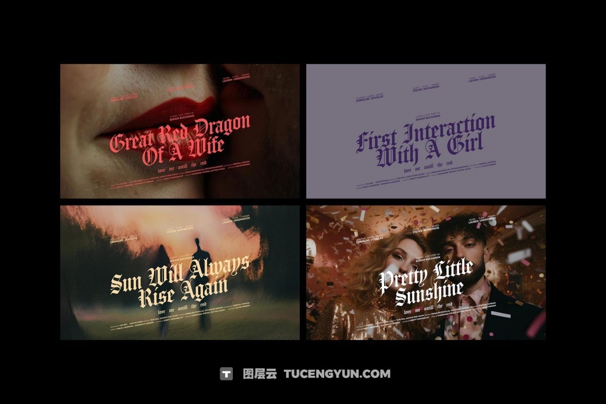 复古怀旧情怀爱情电影片头海报标题排版PSD分层模板套装 Love Movie Titles Collection（12547）图层云