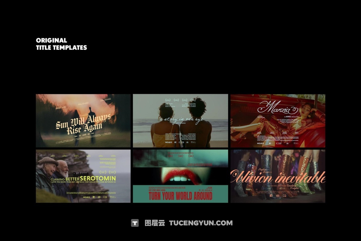 复古怀旧情怀爱情电影片头海报标题排版PSD分层模板套装 Love Movie Titles Collection（12547）图层云