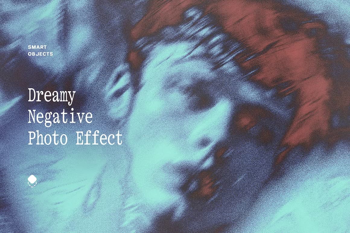 复古酸性艺术运动模糊抽象图像叠加PSD特效样机 Dreamy Negative Photo Effect（12585）