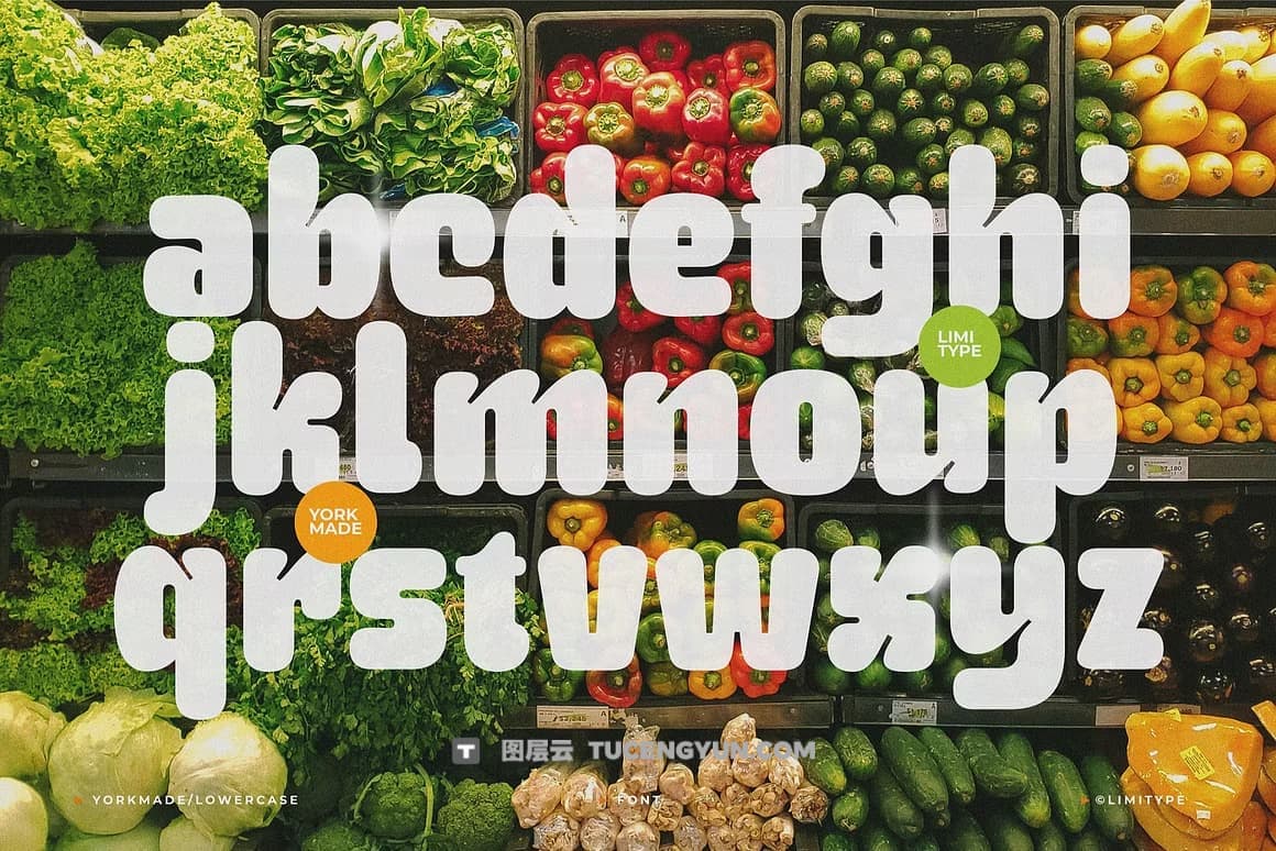 英文字体：趣味复古可爱圆润逆反差无衬线文字标题排版封面海报字体 Yorkmade – Rounded Bold Font（12624）图层云
