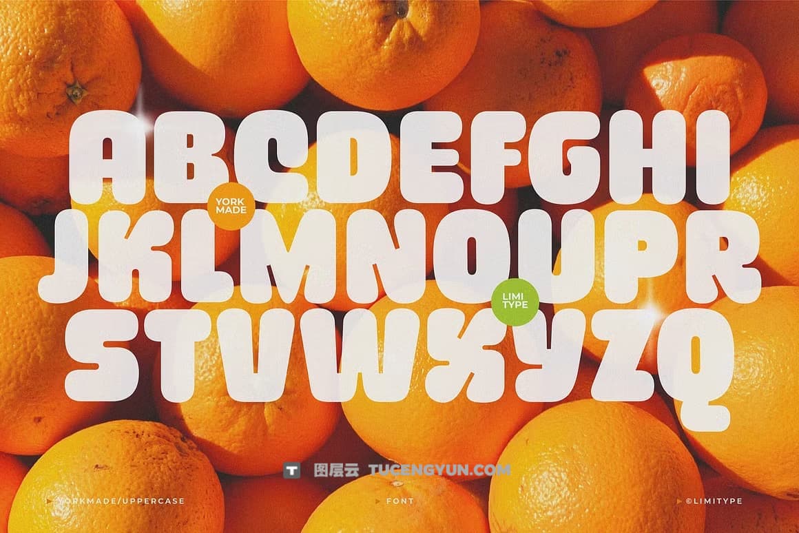 英文字体：趣味复古可爱圆润逆反差无衬线文字标题排版封面海报字体 Yorkmade – Rounded Bold Font（12624）图层云
